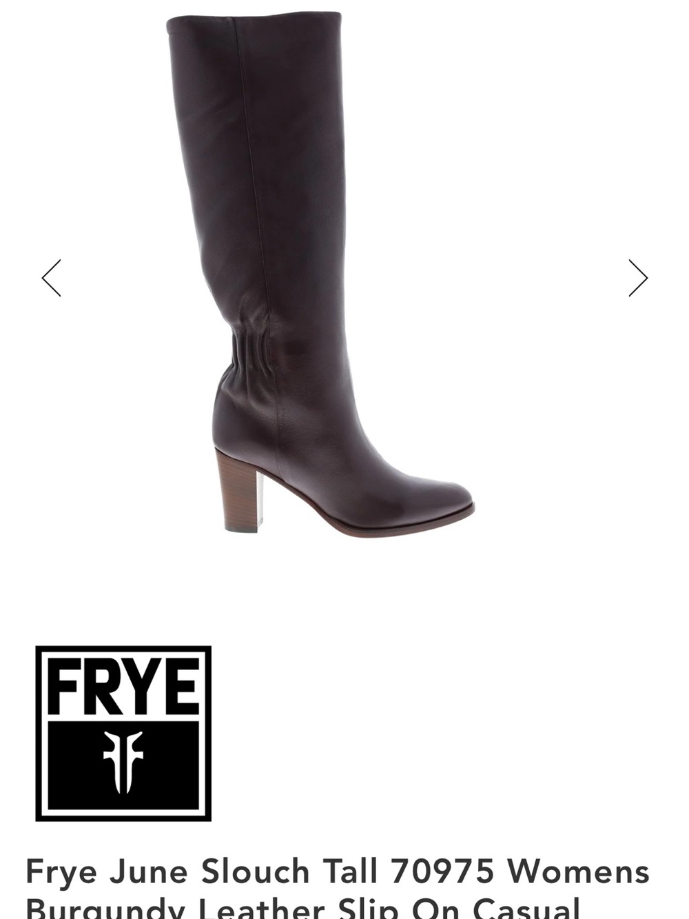 Frye Women’s Burgundy June Tall Slouch Leather Boots
